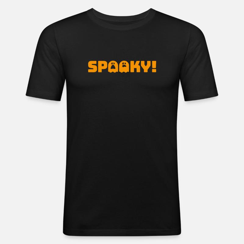 Spooky2_Orange - Männer Slim Fit T-Shirt - Schwarz