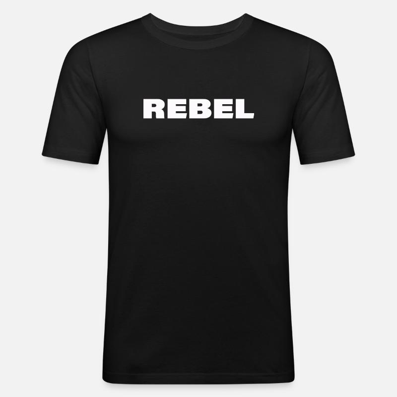 REBEL - Männer Slim Fit T-Shirt - Schwarz