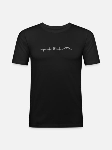 Mountain Bike Heartbeat Line - Men's Slim Fit T-Shirt - black