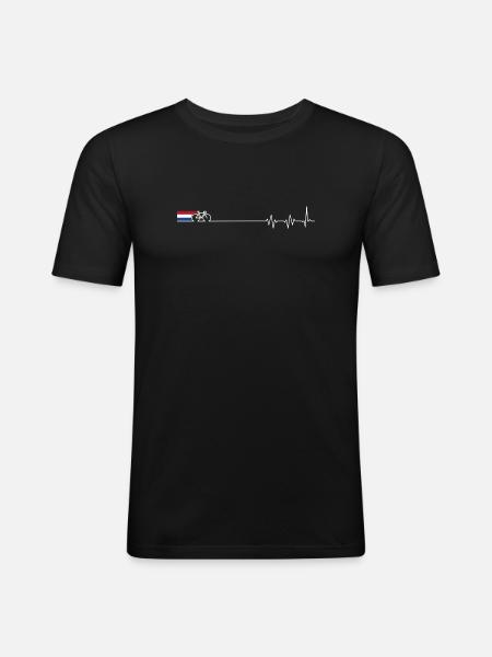 Dutch Bicycle Heartbeat - Men's Slim Fit T-Shirt - black