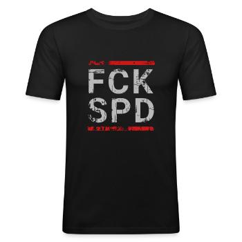 FCK SPD - Männer Slim Fit T-Shirt - Schwarz - Vorne - Nik (191cm)