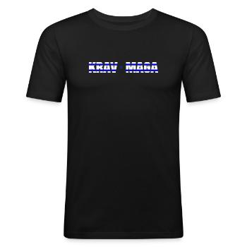 KravMaga Israel Style Design - Männer Slim Fit T-Shirt - Schwarz - Vorne - Nik (191cm)