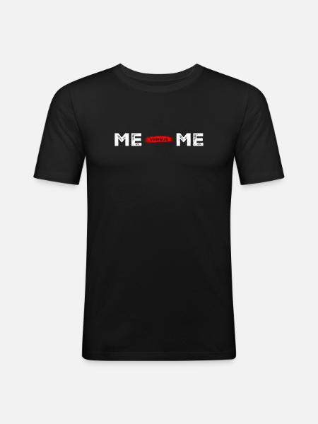 Moi Pinceau Rouge Split Portrait - T-shirt près du corps Homme - noir