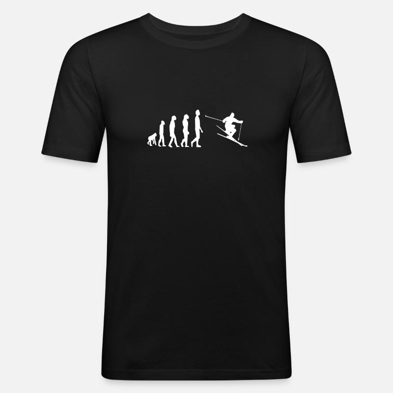 Ski Evolution Skiing - Männer Slim Fit T-Shirt - Schwarz