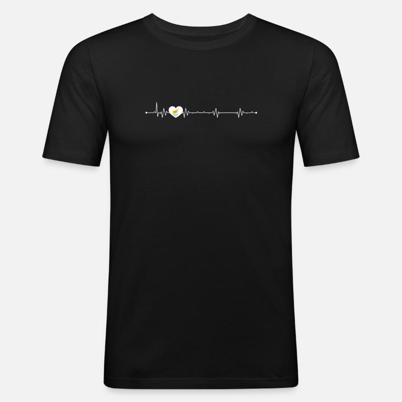 Vogel im Puls Herz - Männer Slim Fit T-Shirt - Schwarz