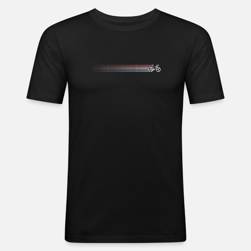 Regenbogen Gradient Fahrrad Silhouette - Männer Slim Fit T-Shirt - Schwarz