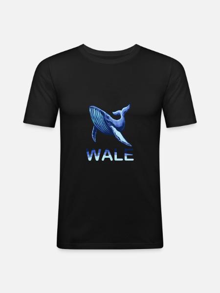 Blauer Wal - Männer Slim Fit T-Shirt - Schwarz