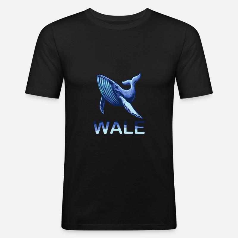 Blauer Wal - Männer Slim Fit T-Shirt - Schwarz