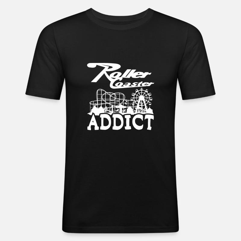 Roller Coaster Addict - Männer Slim Fit T-Shirt - Schwarz