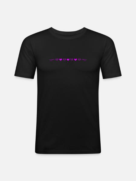 Hearts Line Icon - Men's Slim Fit T-Shirt - black