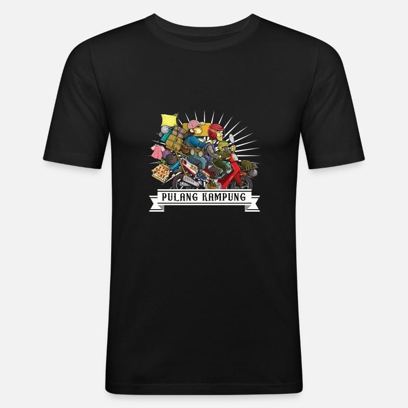 Pulang kampung - Männer Slim Fit T-Shirt - Schwarz