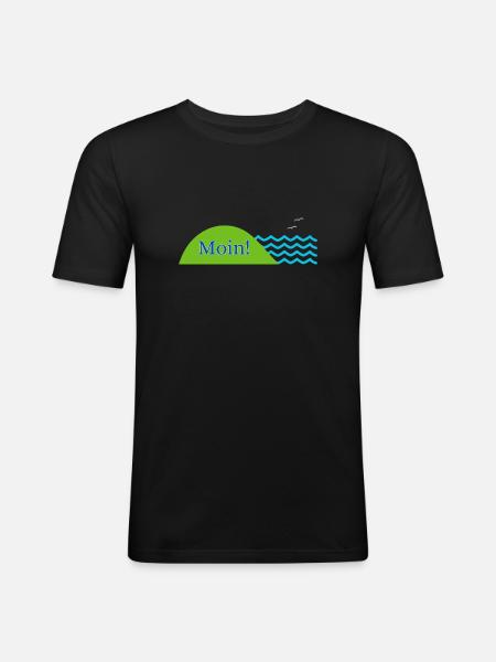 Moin! - Männer Slim Fit T-Shirt - Schwarz
