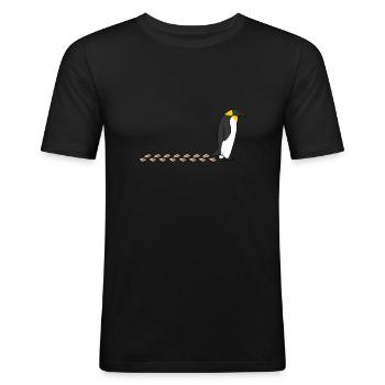 Cute Penguin Waddling Snow Wildlife Footprint - Men's Slim Fit T-Shirt - black - Front - Nik (191cm)