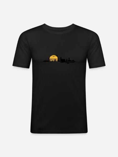 Skyline - Föhr - Männer Slim Fit T-Shirt - Schwarz