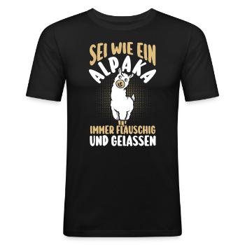 Alpaga - T-shirt près du corps Homme - noir - Devant - Nik (191cm)