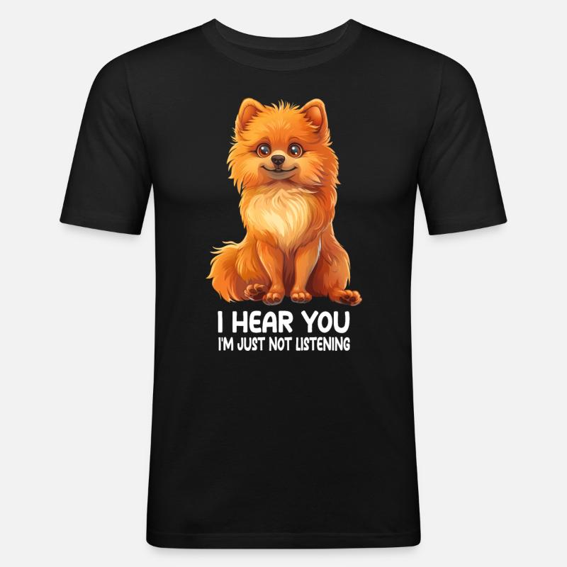 Zwergspitz - Männer Slim Fit T-Shirt - Schwarz