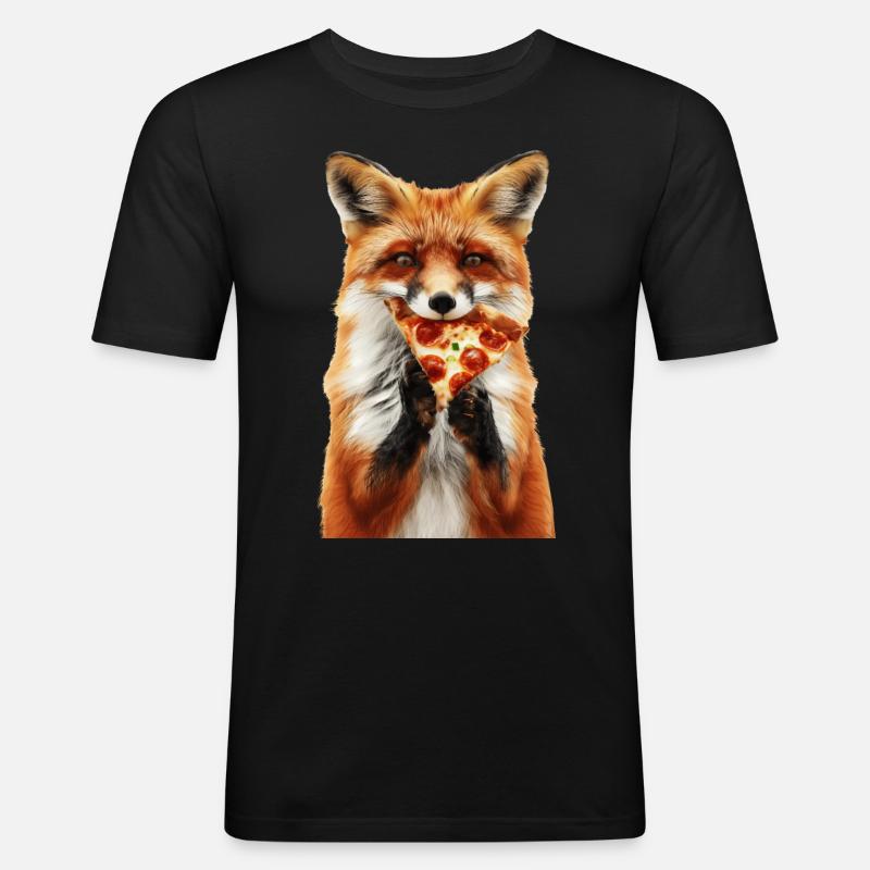 Fuchs - Männer Slim Fit T-Shirt - Schwarz
