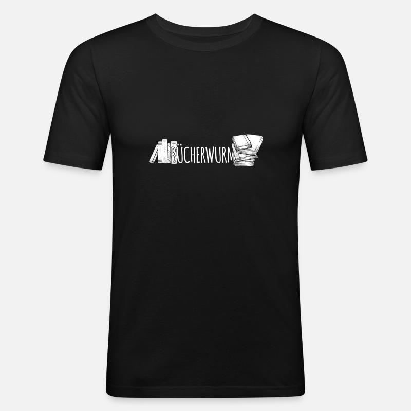 Leseratte Bücherwurm - Männer Slim Fit T-Shirt - Schwarz