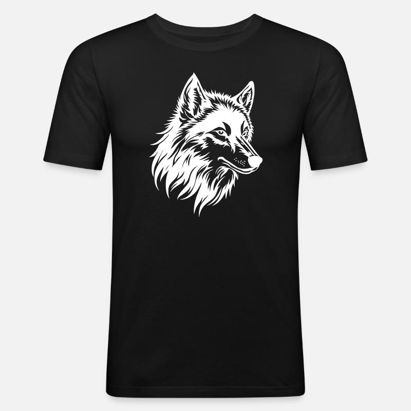 Wolf Kopf Tier Symbol - Männer Slim Fit T-Shirt - Schwarz