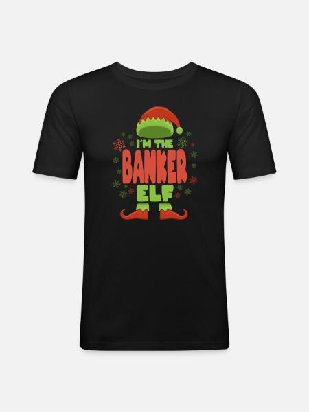 Elfe de Noël banquier - T-shirt près du corps Homme - noir
