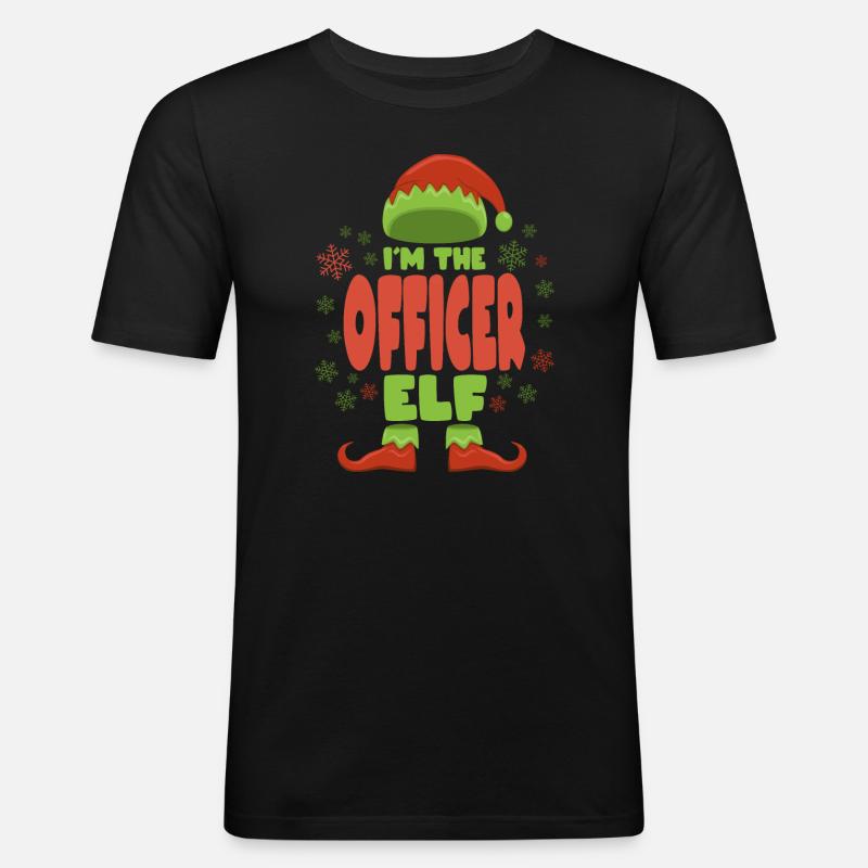 Offizier Weihnachtself - Männer Slim Fit T-Shirt - Schwarz
