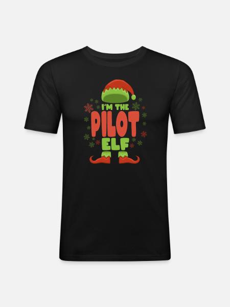 Pilot Christmas Elf - Men's Slim Fit T-Shirt - black