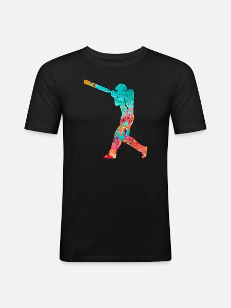 Cricketers in Popart - Men's Slim Fit T-Shirt - black