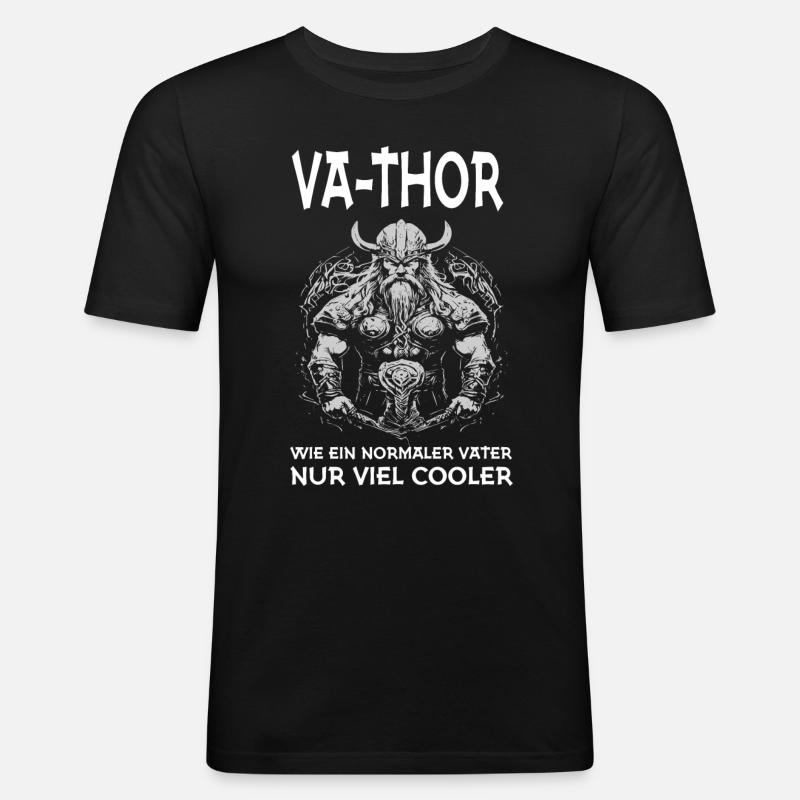 Vathor Vater Wikinger - Männer Slim Fit T-Shirt - Schwarz