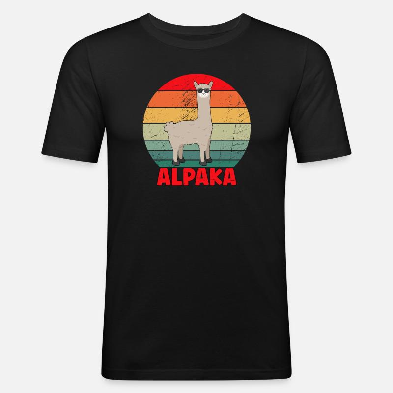 Cool Alpaka Design - Männer Slim Fit T-Shirt - Schwarz