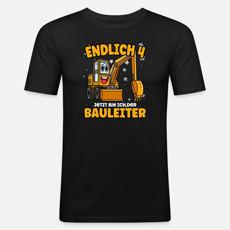 Endlich 4 - jetzt bin ich der Bauleiter - Männer Slim Fit T-Shirt - Schwarz