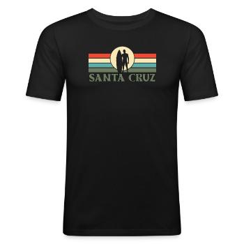 Santa Cruz CA Kalifornien - Männer Slim Fit T-Shirt - Schwarz - Vorne - Nik (191cm)