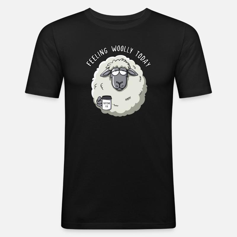 Feeling Woolly today - Männer Slim Fit T-Shirt - Schwarz