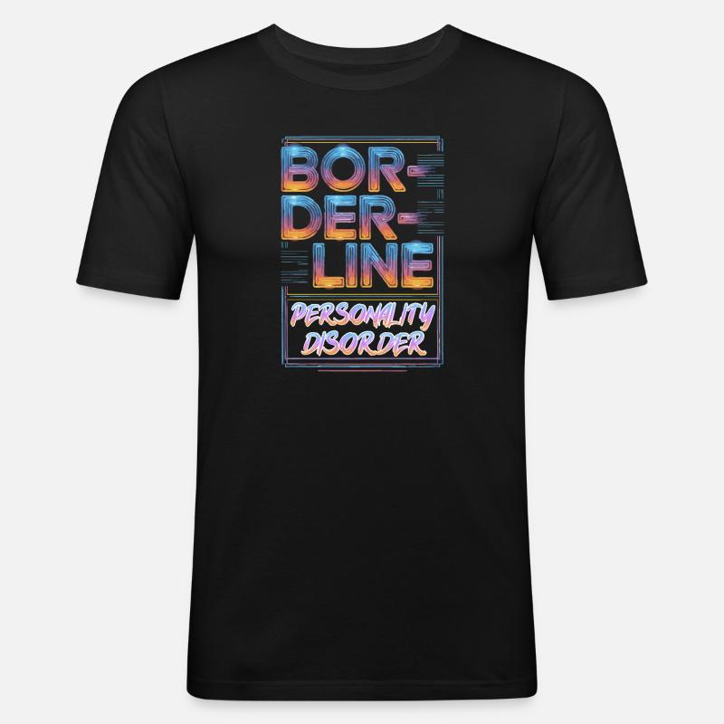 Borderline - Männer Slim Fit T-Shirt - Schwarz