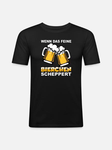 Wenn das feine Bierchen scheppert - Männer Slim Fit T-Shirt - Schwarz