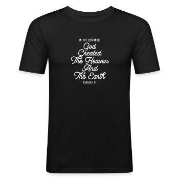 Bibelstudium Glaube Christentum Evolution Gott - Männer Slim Fit T-Shirt - Schwarz - Vorne - Nik (191cm)