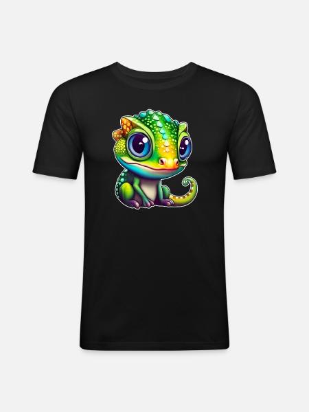 Cute little chameleon - Men's Slim Fit T-Shirt - black