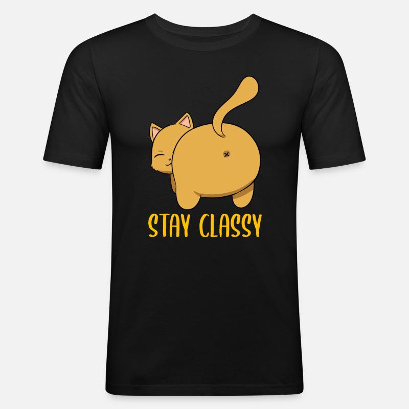 Stay Classy Katzenmama - Männer Slim Fit T-Shirt - Schwarz