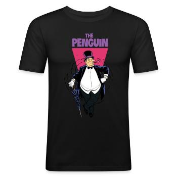DC Comics Batman Villain The Penguin Vintage - Men's Slim Fit T-Shirt - black - Front - Nik (191cm)