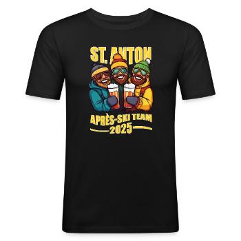 St. Anton 2025 Aprés-Ski Team lustiges Ski fahren - Männer Slim Fit T-Shirt - Schwarz - Vorne - Nik (191cm)