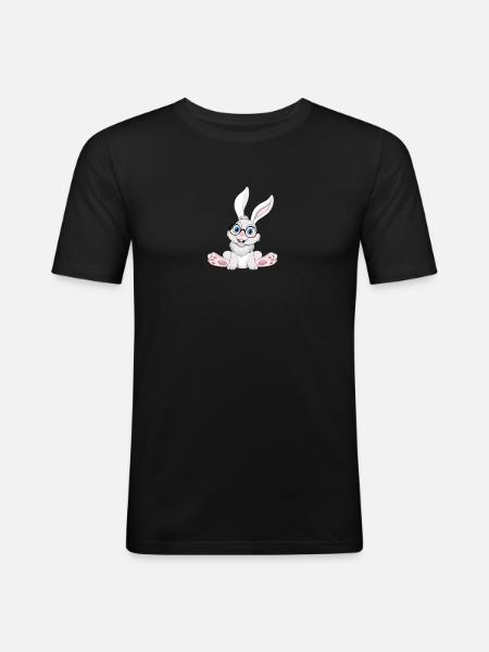Sjov kanin cool nørd kanin med briller - Herre Slim Fit T-Shirt - sort