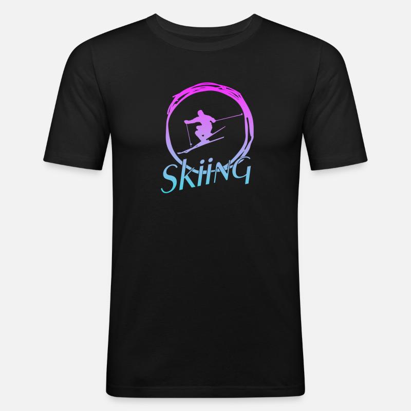 SKIING - Männer Slim Fit T-Shirt - Schwarz