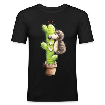 Igel in Love - Männer Slim Fit T-Shirt - Schwarz - Vorne - Nik (191cm)
