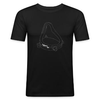 Brunnen the Fountain R.Mutt Marcel Duchamp Satire - Men's Slim Fit T-Shirt - black - Front - Nik (191cm)