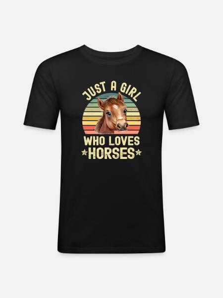 Pferd Pferde - Männer Slim Fit T-Shirt - Schwarz