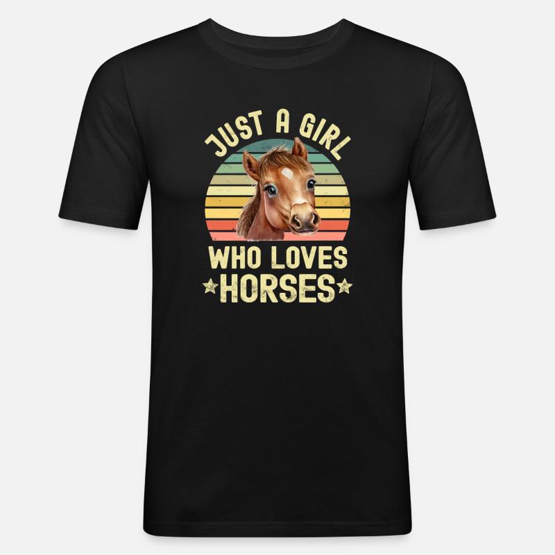 Pferd Pferde - Männer Slim Fit T-Shirt - Schwarz