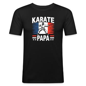 Karate Dad French Flag - Men's Slim Fit T-Shirt - black - Front - Nik (191cm)