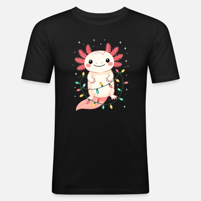 Pull de Noël Axolotl Drôle Mignon - T-shirt près du corps Homme - noir
