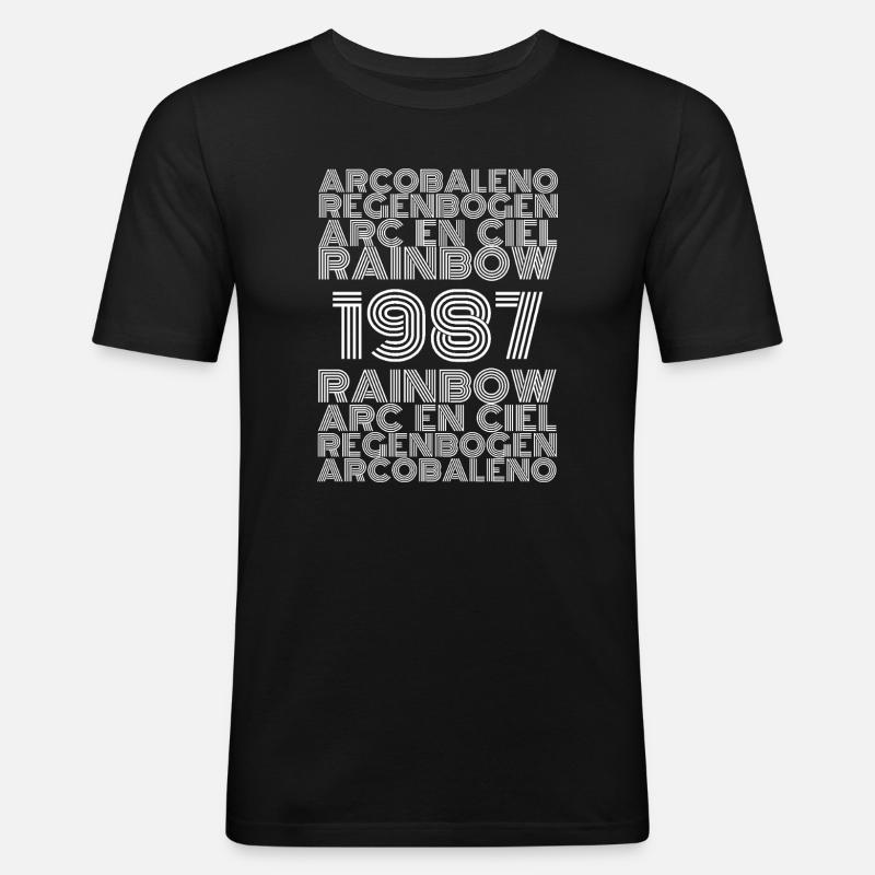 Rainbow 1987 - Männer Slim Fit T-Shirt - Schwarz
