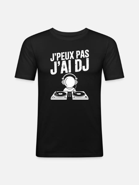 JE_PEUX_PAS_J-AI_DJ - T-shirt près du corps Homme - noir