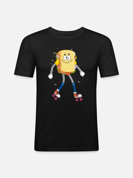 Rollerskaten Rollerskater Skaten Sandwich Bread - Men's Slim Fit T-Shirt - black